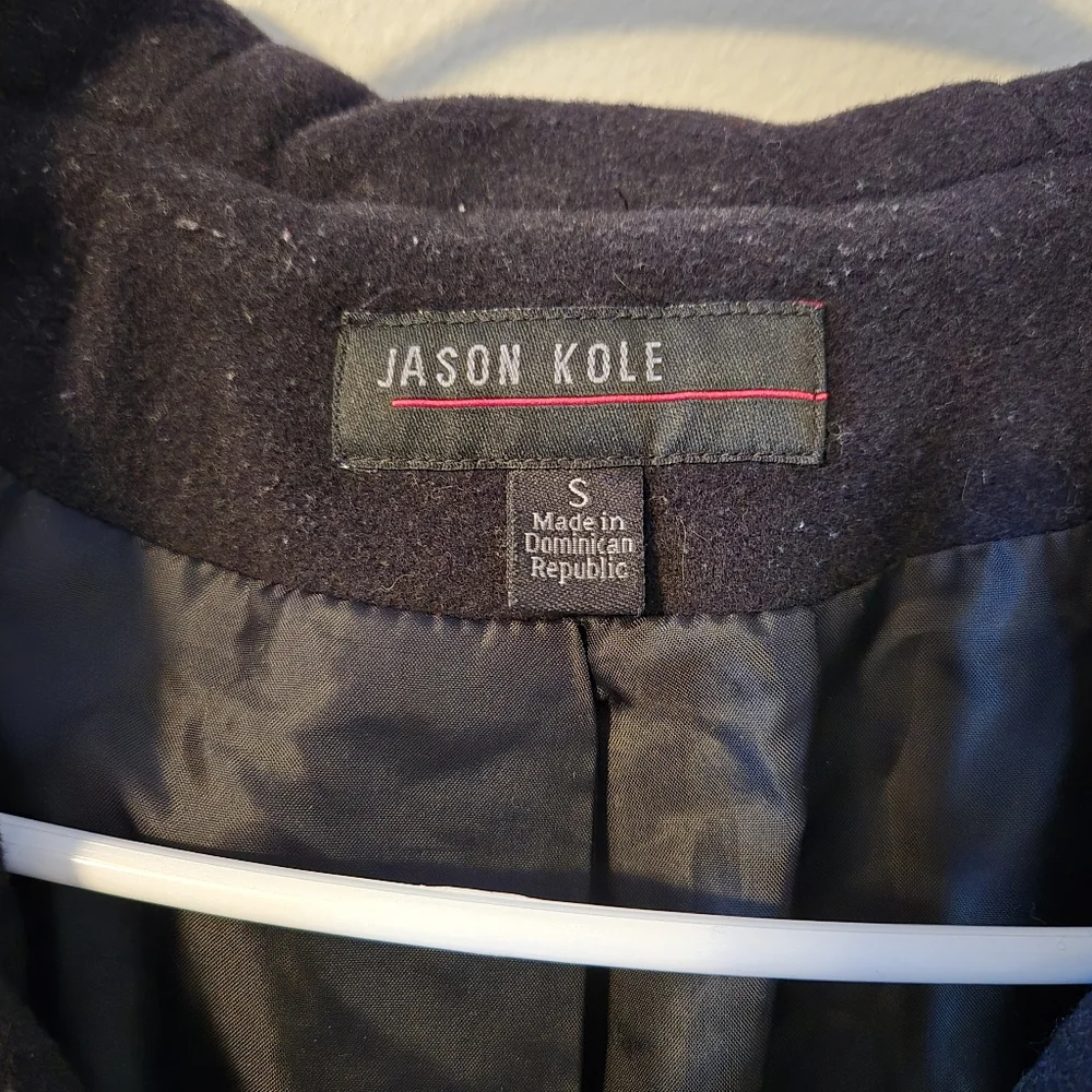 Jason Cole short hooded peacoat, size small, euc